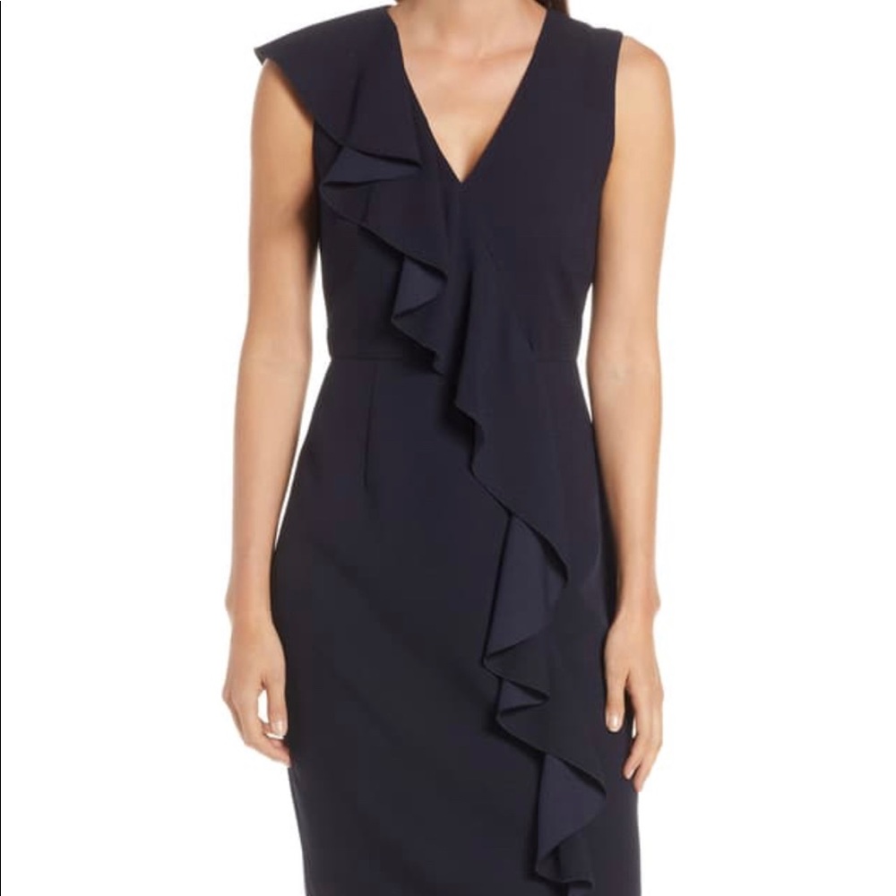 Eliza J ruffle crepe dress - Navy